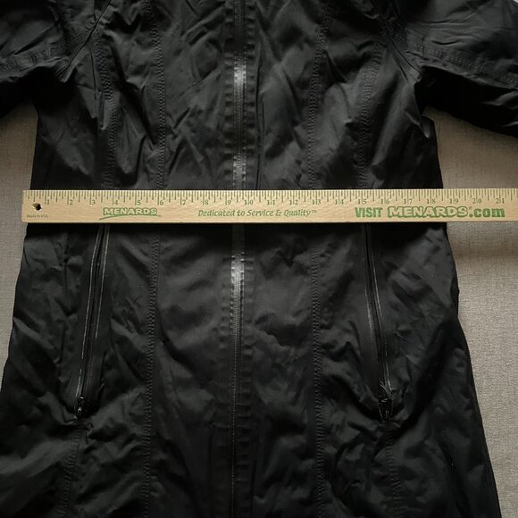 Lululemon Rain Jacket Coat Women Black Hooded Zip Up Long Length Windproof READ - Picture 11 of 14